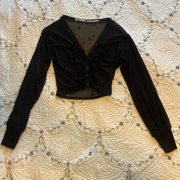 20% OFF BUNDLES! Urban Outfitters Long Sleeve Cropped Cardigan. Black. Small - Picture 1 of 12